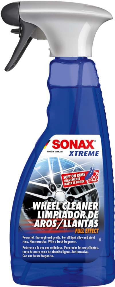 SONAX Xtreme Wheel Cleaner – 500mL Acid-Free Rim Cleaner for Steel, Alloy, and Chrome Wheels – Removes Stubborn Brake Dust and Road Grime with Fresh Citrus Scent
