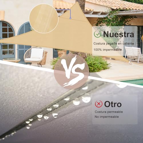 Toldo vela de sombra impermeable triangular protección UV terraza exterior 4x4x4m 5