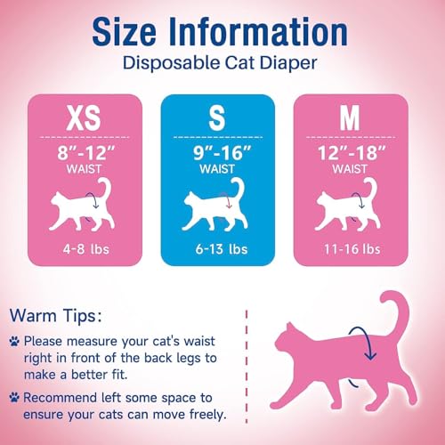MICOOYO Hundewindeln für Hündinnen, Super Saugfähige Katzen Windeln mit Verstellbaren Schaumstofflöchern, Einweg-Katzen-Windelhosen für läufige Hündinnen (XS, 24Stück)