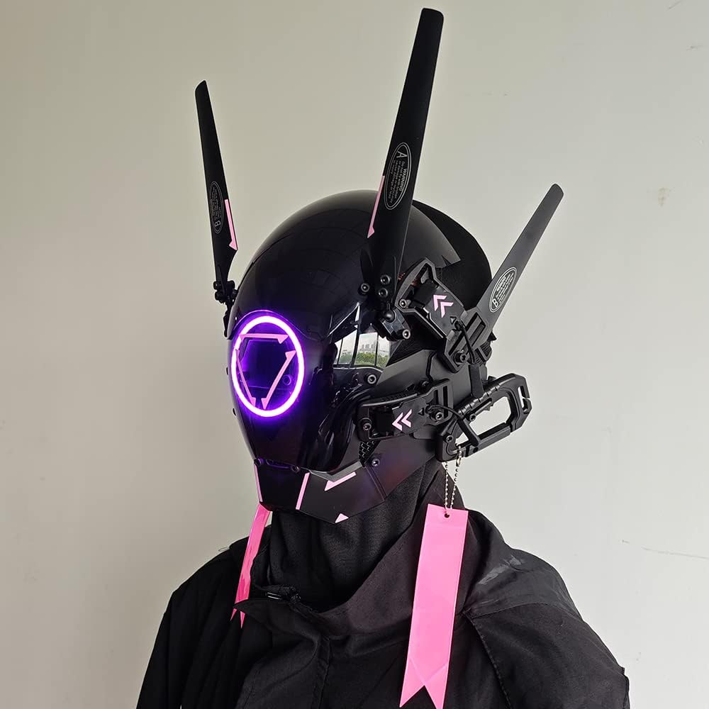 KYEDAY Punk Mask Cosplay for Men and Women, LED Round Light Mask Cosplay Halloween Fit Party Music Festival Accessories image 4