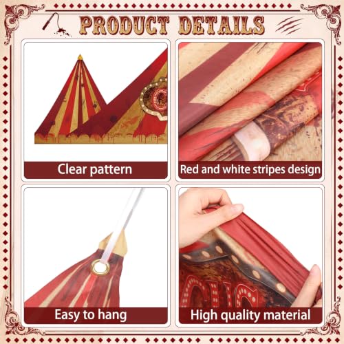 Image of Fanfanwin 4 Pcs Carnival Circus Tent Decorations Carnival Entryway Door Party Decor Awning Hanging Banner Aisle Runners Supply for Circus Theme Birthday Celebration (Horror)