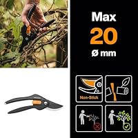 Fiskars Bypass-Gartenschere für frische Äste und Zweige, Antihaftbeschichtet, Hochwertige Stahl-Klingen, Länge: 20 cm, Schwarz/Orange, SingleStep, P26, 1000567 – Ansicht 2