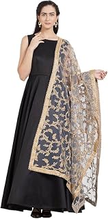 Woman's Gold Embroidered Net Dupatta