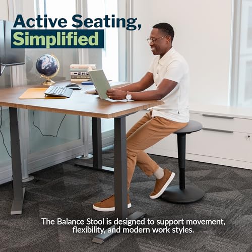 Image of Vari Balance Stool for Standing Desk - Ergonomic Active Sitting for Home Office - Adjustable Height 22 inch to 29 inch, 360 Degree Rocking Base, 275 lb Support - Black /Cool Grey