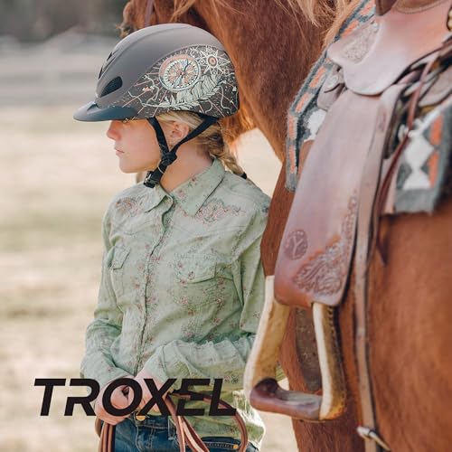 Image of Troxel Rebel Bold Horse Riding Helmet, Low-Profile, Light, Adjustable Design, Safety Horseback Riding Gear, Small (6-5 /8 - 7), Turquoise Rose