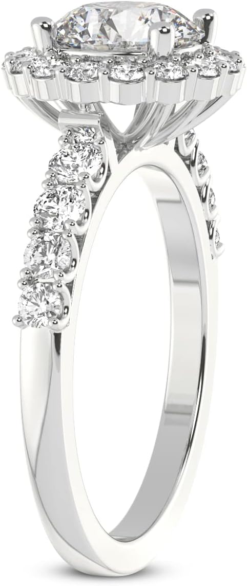 FRIENDLY DIAMONDS Lab Grown Diamond Ring For Women IGI Certified | 1-5 Carat Vionna Round Halo Diamond Ring | 14K Or 18K White, Yellow Or Rose Gold | FG-VS Quality