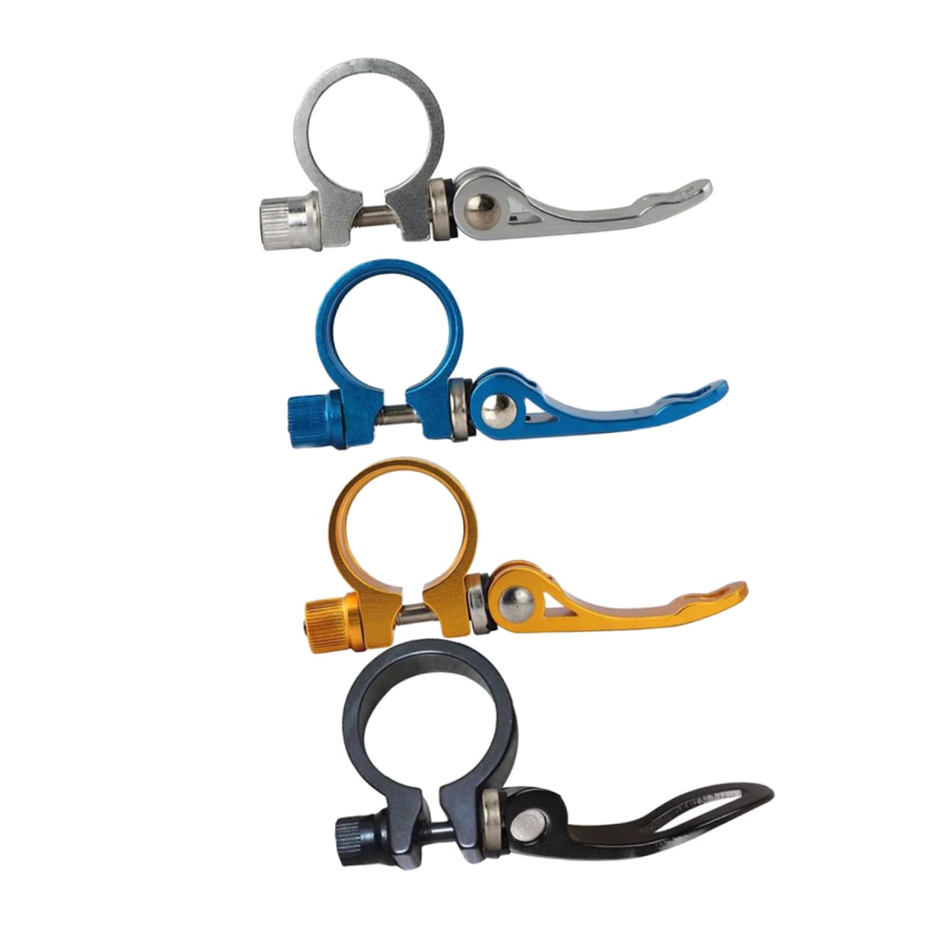 SUPVOX 4Pcs Quick Release Clamp Bike Accessory Ergonomic Design for Efficient Adjustments Includes Black Yellow Silver