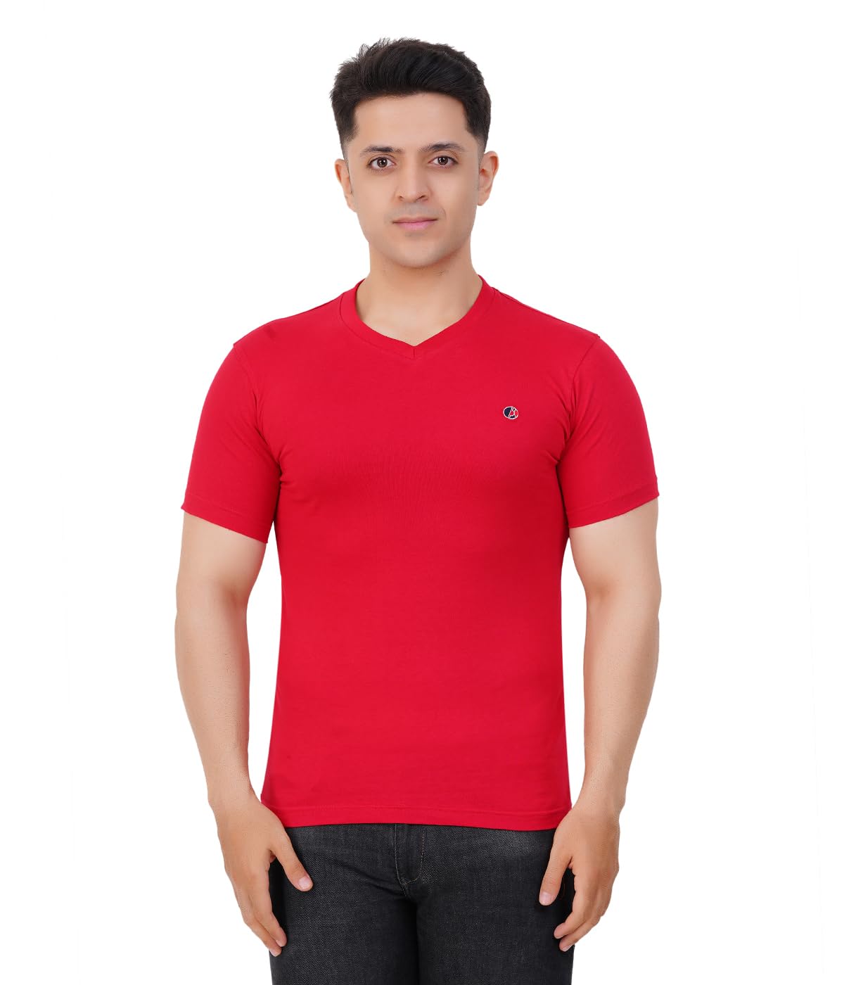 Occult Men V Neck Solid Slope T-Shirt | Soft & Breathable 100% Cotton Tee for Daily Casual Wear | Relaxed Fit Solid Half Sleeve T-Shirt for Men - Pack of 1