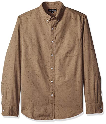 J.Crew Mercantile Men's Slim-Fit Long-Sleeve Marled Cotton Shirt, Pale Khaki, M
