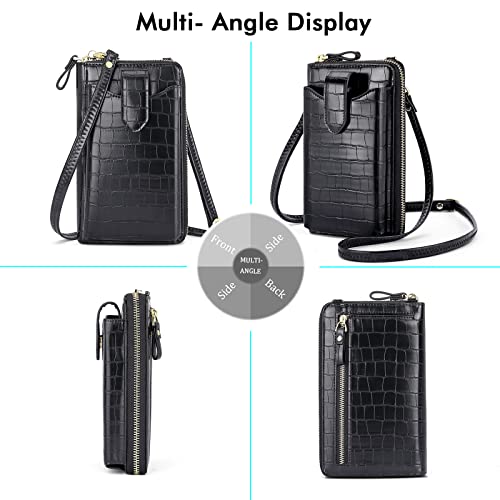Image of Peacocktion RFID Crossbody Wallet Purse for Women Small Travel Cell Phone Purses Trendy Vegan Leather Bags with Card Slots