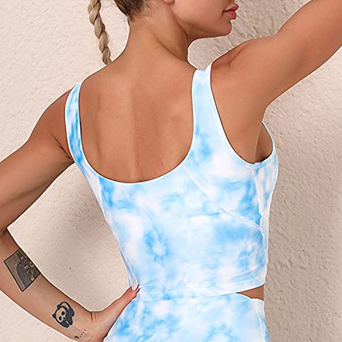 Sunbaca Sutiã espovo feminino gravata tintura com estampa removível acolchoada alongada com longline