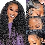 Coopeys Deep Wave Lace Front Wigs Human Hair Pre Plucked 13x4 HD Curly Wig Human Hair 26 Inch Curly Lace Front Wig Human Hair 180% Density Deep Wave Wig Human Hair