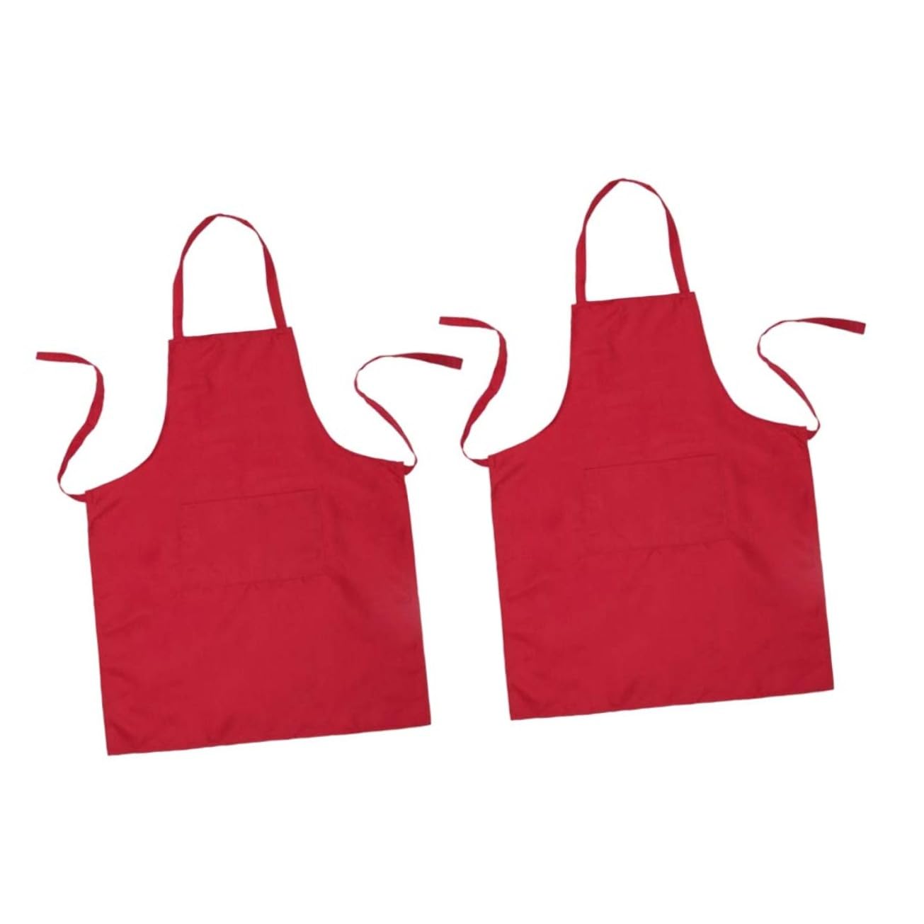 BESTonZON 6piezas Delantal De Cocina Rojo Diseño Sin Mangas y Cuello Para Restaurantes y Hogar Bolsillo Amplio Para Almacenaje
