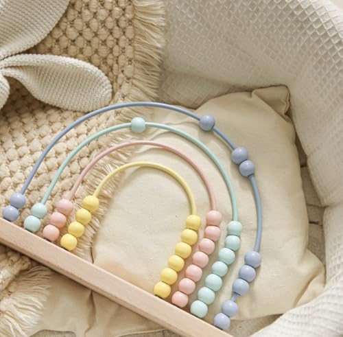Image of Wooden Rainbow Abacus with Beaded Arches, Pastel Colors