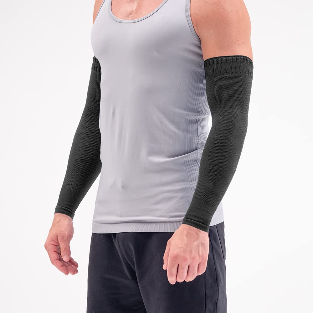 SOLIDEA Micromassage Armbands Brassards De Micromassage | Compression Graduée Décroissante 15/21 mmHg, Manchon De Compression (Noir, M)