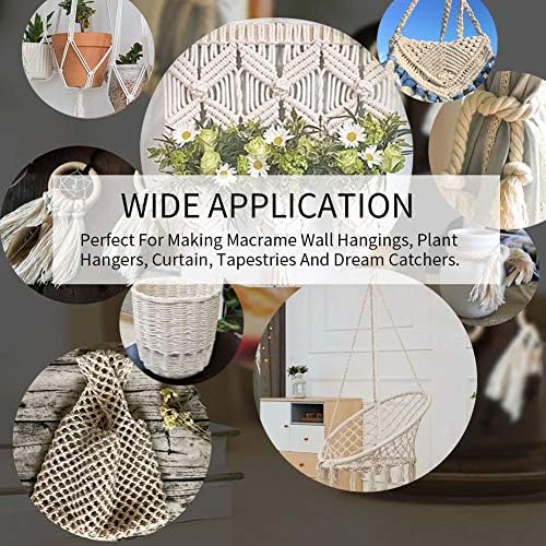 JeogYong Pack of 5 Macrame Cord Set, Thick Natural Cotton Cord Yarn 4 Strands Macrame Rope for Wall Hangings, Plant Hangers, DIY Crafts, Home Decorations, Gift Wrapping 3mm x 109 Yards (5 Color E)
