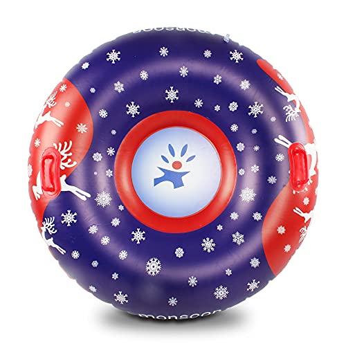Monsoon [Glider] Luxury Snow Tube For Sledding Heavy Duty Sleds With Handles For Adults - Red #TOP1