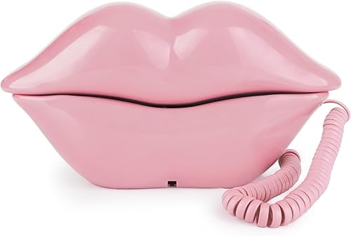 Sangyn Teléfono de labios con cable, teléfono con cable novedoso, teléfono con cable con forma de dibujos animados, teléfono fijo real para el