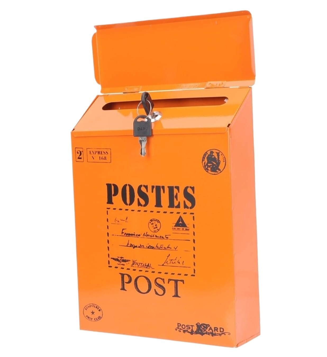 letter box, Wall Mount Mailbox Secure Letter Outdoor Iron Mail Box With Lock For Home Decor