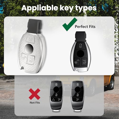 Image of Key Fob Cover for Mercedes Benz, Rhinestone Wristlet Case, White