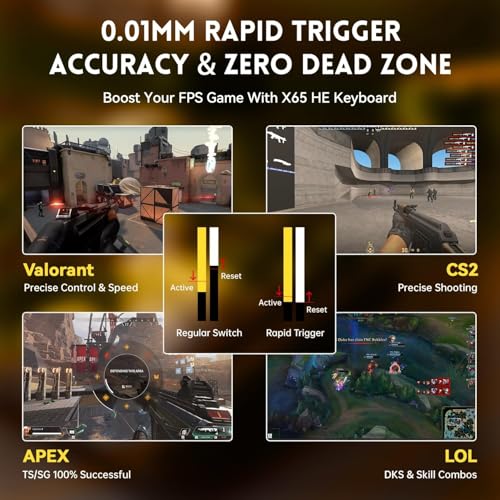Image of ATTACK SHARK X65HE Wired Rapid Trigger Magnetic Switch 65% Mechanical Gaming Keyboard and R1 Mouse Combo,8KHZ Polling Rate,2.4Ghz Wireless /USB C /BT Lightweight Mice,18K DPI for Esport Gamer(StarBlack)
