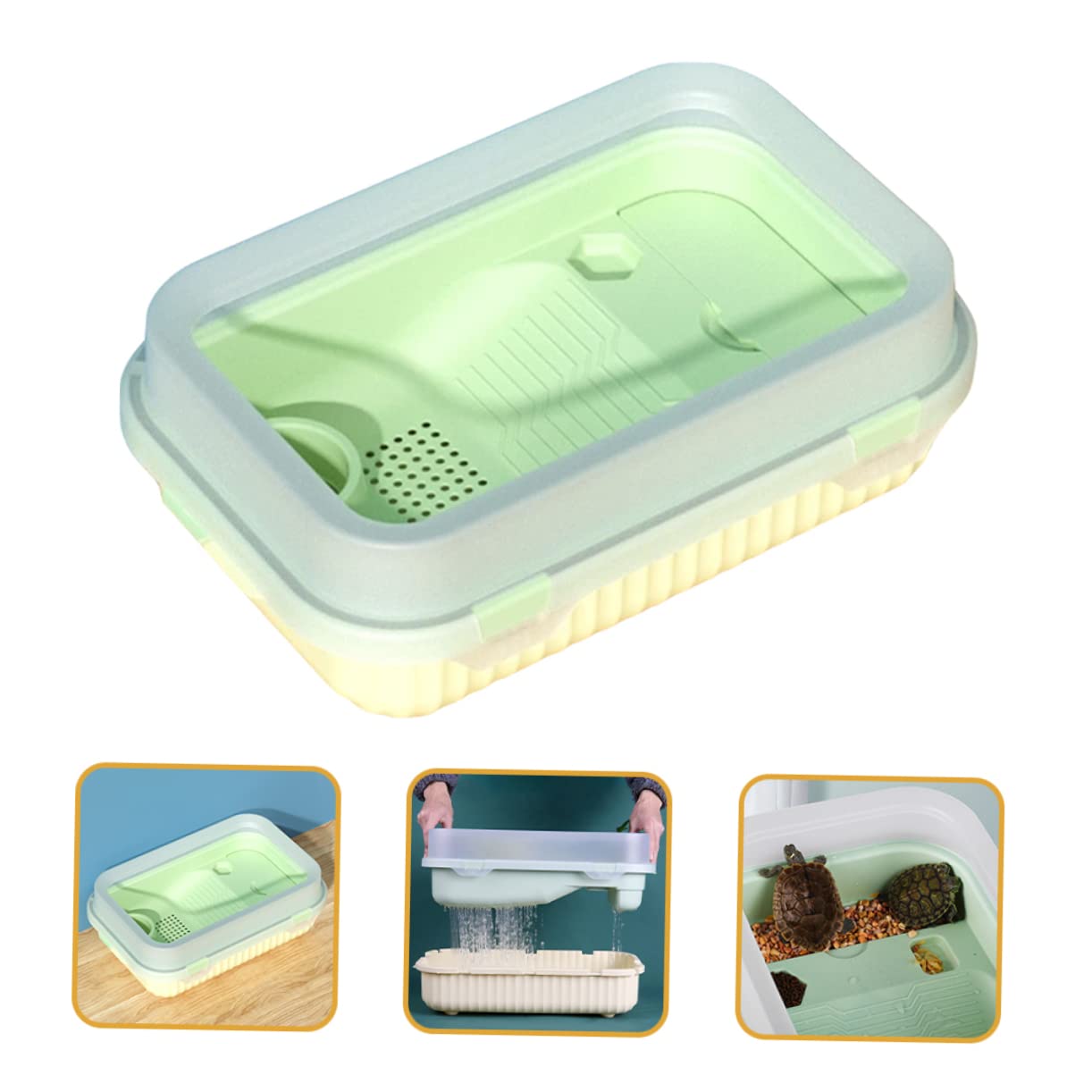 INOOMP Terrario per Tartarughe in Pp, Design a Strati, Facile da Pulire e Resistente all’Usura, per Alimentazione e Deposizione Uova | Struttura Multistrato, per Soste al Sole e Riposo, Resistente a Usura e Urti
