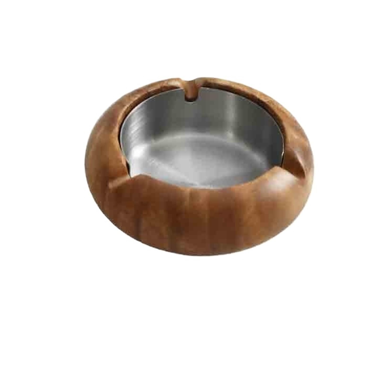 Zhaoj24-05 Cigar Ashtrays Wooden And Stainless Steel Ashtray For Home Use Hotel Office Detachable Circular(Bruin)