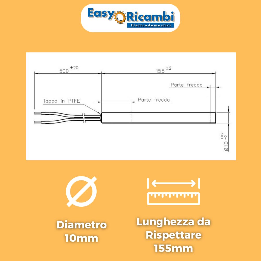 Image secondaire de Easyricambi Bougies d'allumage pour poêle à pellets 280 W 155 mm ; diamètre 10 mm ; pour la Nordica Extraflame