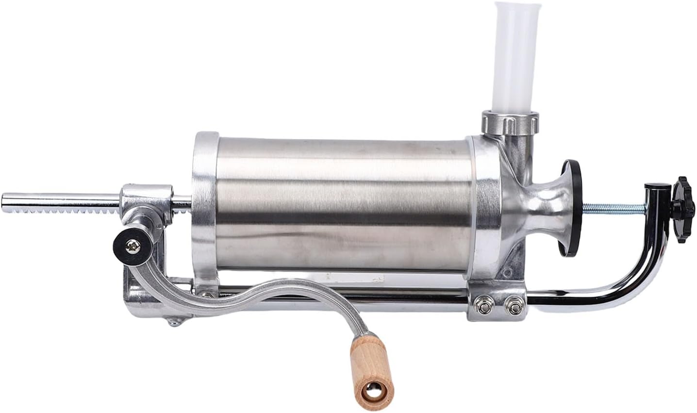 Asixxsix Sausage Stuffer, Premium Stainless Steel Manual Sausage Maker, Vertical Filler with Four Stuffing Tubes for Home Kitchen Commercial Use