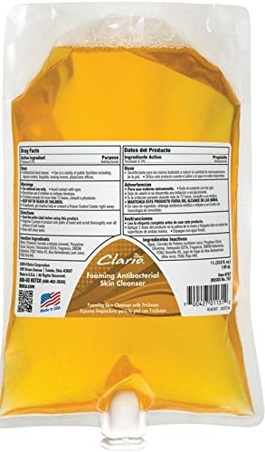 Betco 7512900 Clario Foaming Anti-Bacterial Skin Cleanser, 1 Liter, Yellow (Pack of 6)