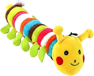 BRIGHTFUFU Puppy chew Toy Plush Caterpillar Pillow Cute Plush Soft Toy Dog Squeaky Toy chew Toys for Dogs Yellow Caterpillar Toy Stuffed Caterpillar Dog Toy Teething Toy Sound Toy The Dog