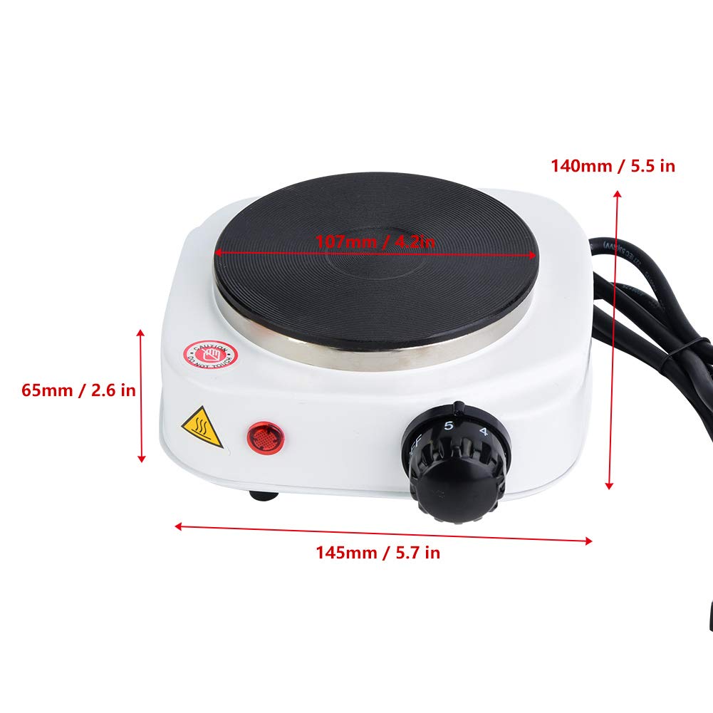 Estufa eléctrica pequeña portátil, mini estufa de 500 W, placa calefactora de 4.2 pulgadas, encimera multifunción para hervidor de vidrio de cerámica, placa de cocina de una sola placa, cocina 5