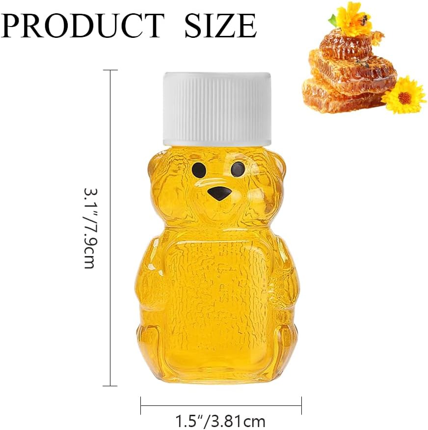 6Pcs Honey Bear Bottles,2oz Clear Honey Bottles Plastic Bear Shape Clear Empty Honey Jar with Screw Lid Plastic Mini Honey Jars Party Favors for Storing and Dispensing (White) image 5