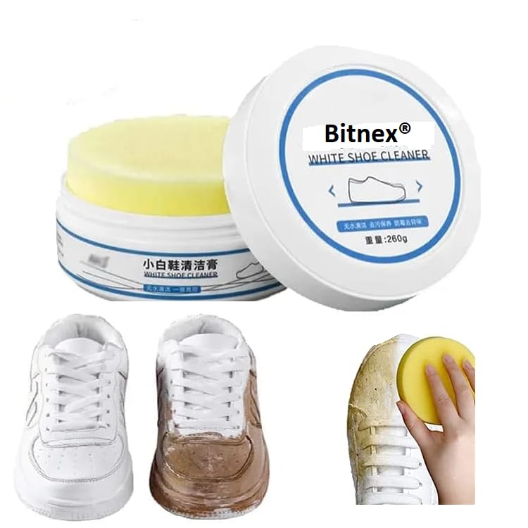 Bitnex White Shoe Cleaning Cream Stain Remover,Shoes Whitening Cleaning,Stain Remover Cleansing Cream for Shoe,Sneaker Cleaner White Shoes,for Leather,Sport,Canvas Shoes (pack of 2) (B0C3J34Q8N) Amazon Price History, Amazon Price Tracker