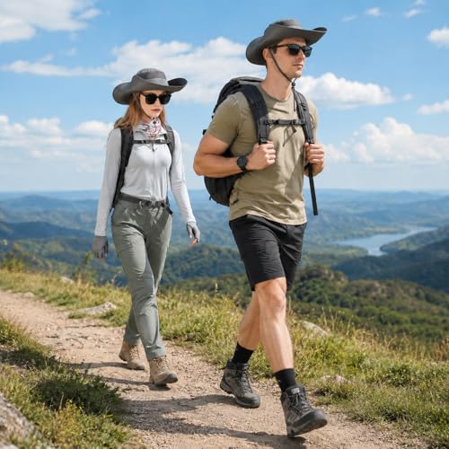 Image of Wide Brim Sun Hat for Men Women UV Protection Ventilated Summer Hats for Fishing Hiking Garden Beach