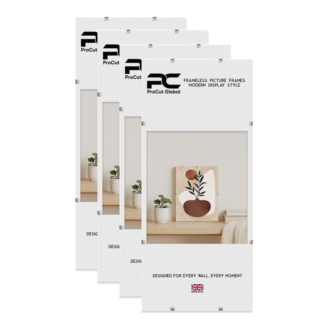 Procut Global 24x12" Frameless Clip Picture Frames For Photos - Pack of 4 — image 1