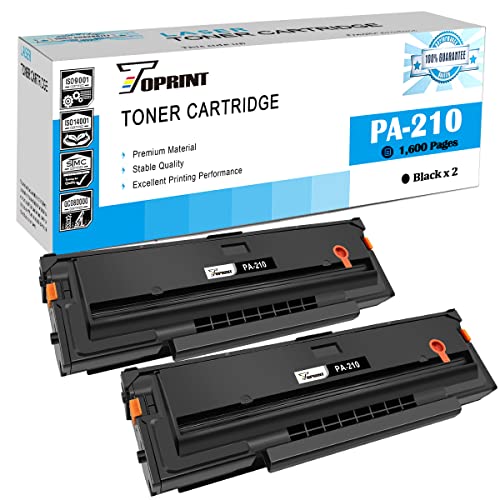 TOPRINT Cartouche Toner Compatible PA-210 PA210 PA 210 1600 Pages 2 Noir pour P2200 P2500W P2502W P2508W M6500NW M6500N M6500W M6550NW M6552NW M6558NW M6600N M6600NW M6602NW M6608NW Imprimante Cover