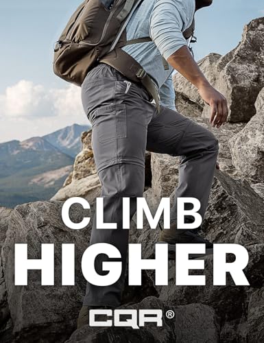 Image of CQR Men's Convertible Cargo Tactical Pants, Water Resistant Outdoor Hiking Pants, Zip Off Lightweight Stretch Work Pants