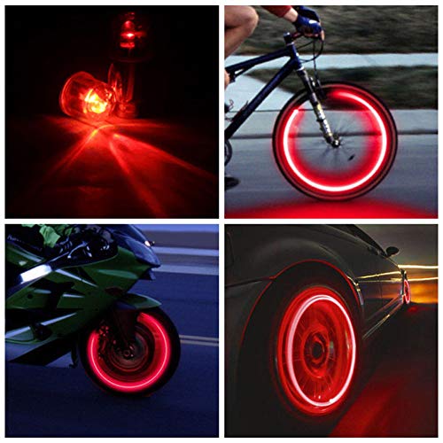 Image of 12 PCS LED Wheel Lights Flash Light Tire Valve Cap Lamp for Car Trucks Motorcycle Bike (Blue+Red)