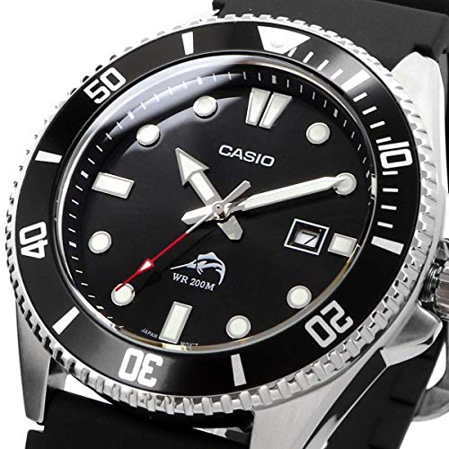 Casio MDV-106 Series Men's Watch, Diver Watch, Overseas Model, Black x Silver MDV-106-1AV, 1?, Waterproof