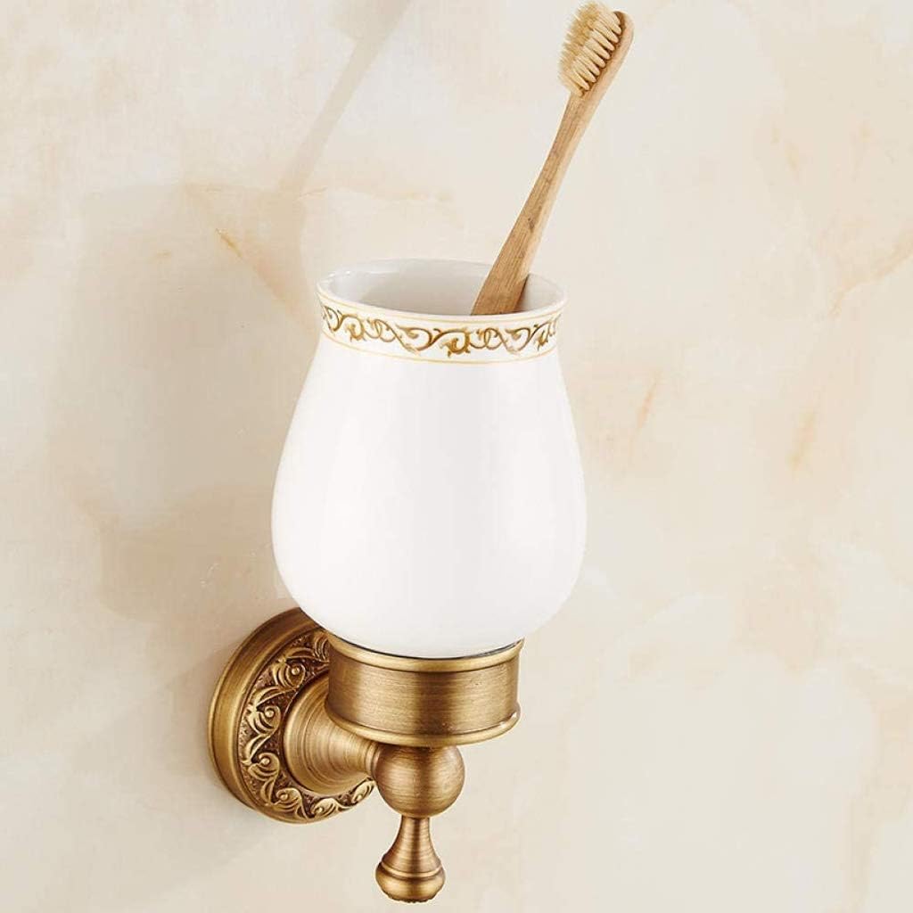 Antique Copper Single Cup Brush Holder, 360 Degree Rotating Tooth Cup Holder, Bathroom Kit