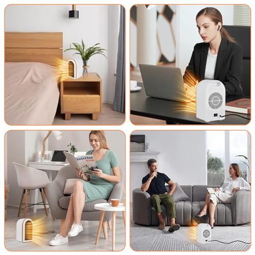 FGHB Calefactor Bajo Consumo 220V 1200W, Calentador Cerámico Silencioso,Protección contra el sobrecalentamiento/Automatic Shut-Off, Calefactor Electrico Para, baño, Oficina, Hogar, Dormitorio - imagen 6