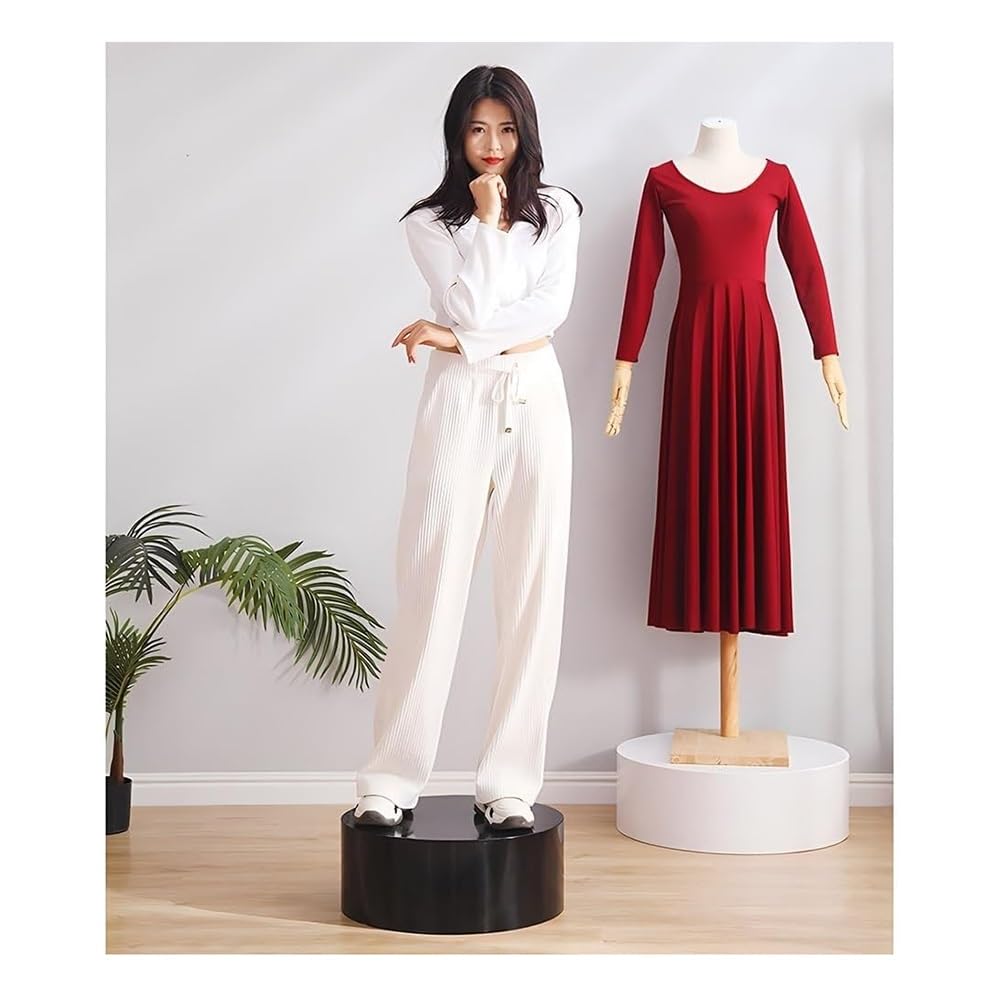 Expositor de maniquí redondo de 50 x 20 cm con base de pedestal negra para tiendas de ropa y novias, escaparate de artículos para eventos de boutique, decoración elegante para tiendas (blanco, 30