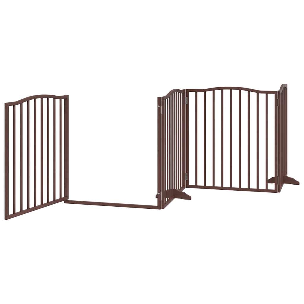 Homgoday Barrera para Perros,Barrera de Seguridad para Perros Mascotas,Puerta Seguridad Perros Puerta de Perros Plegable 6 Paneles Madera álamo marrón 480 cm