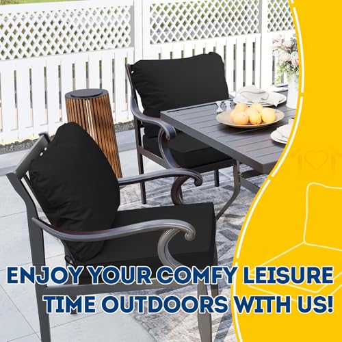 Image of AAAAAcessories Outdoor Seat Cushions for Chairs, Fade-Resistant, Waterproof Patio Furniture Replacement Cushions, 19 inch x 19 inch x 3 inch + 19 inch x 17 inch, Set of 4, Charcoal Black