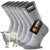 Niorasen Merino Wandersocken Herren Damen, Thermosocken Outdoor Socken Trekkingsocken, Merinowolle Warme Wintersocken, Sportsocken Laufsocken Atmungsaktiv Anti-Blasen & Gepolstert 3 Paar