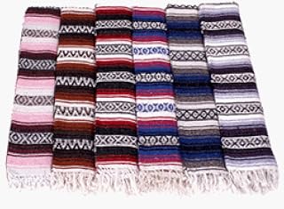 Authentic Falsa Mexican Blanket Yoga Mat Blue