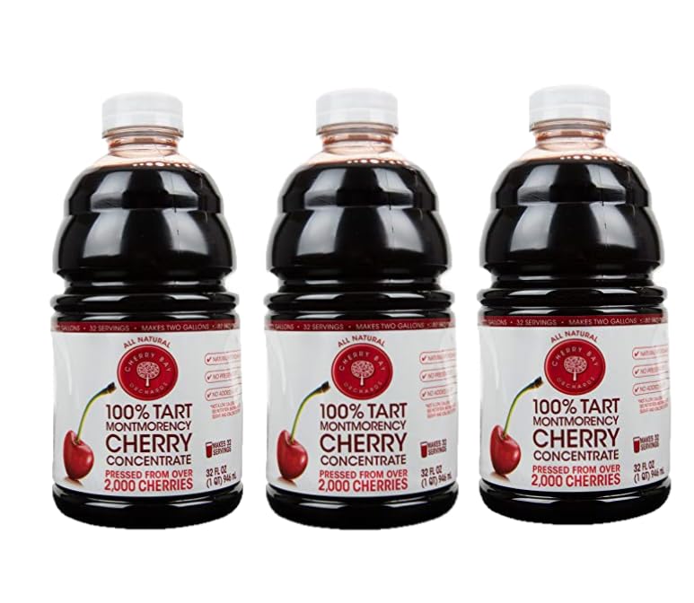 Cherry Bay Orchards Tart Cherry Concentrate - 32oz Bottle 3 Pack - All Natural Juice to Promote Healthy Sleep - Gluten Free, Natural Antioxidants, No Added Sugar or Preservatives