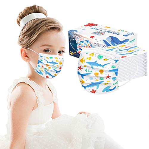 Kids’ Disposable 3-Layer Protective, 3-D Perfect Fit, Soft Skin Layer, Face Covering Filter for Girls Boys School, Outdoors, Cycling