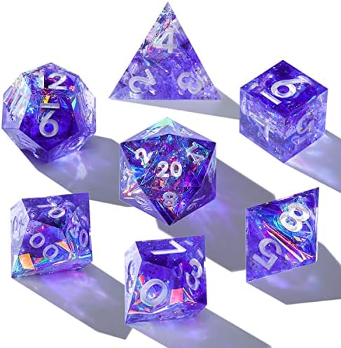 D&D Dice, DND 7Pcs Handmade Polyhedral Dice Set for Dungeons and Dragons Shadowrun,Pathfinder,Savage World (Uncharted)